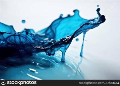 Blue ink dripping into water created with generative AI technology
