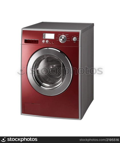 Blue Isolated washing machine on a white background. Red Isolated washing machine