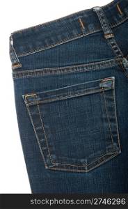 blue jeans back pocket isolated on the white background