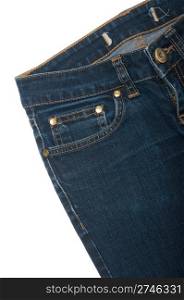 blue jeans front pocket isolated on the white background