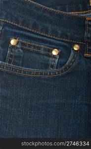 blue jeans front pocket isolated on the white background