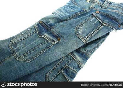 Blue jeans isolated on white background.