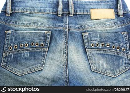 Blue jeans on white background.