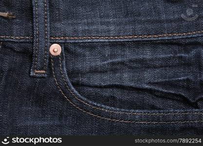 blue jeans pocket close up.
