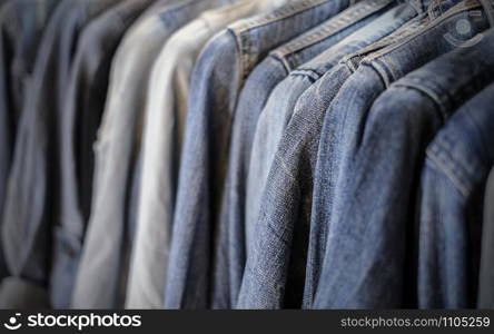 Blue jeans shirt in shop