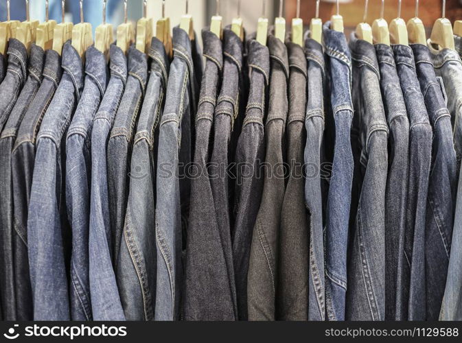 Blue jeans shirt in shop