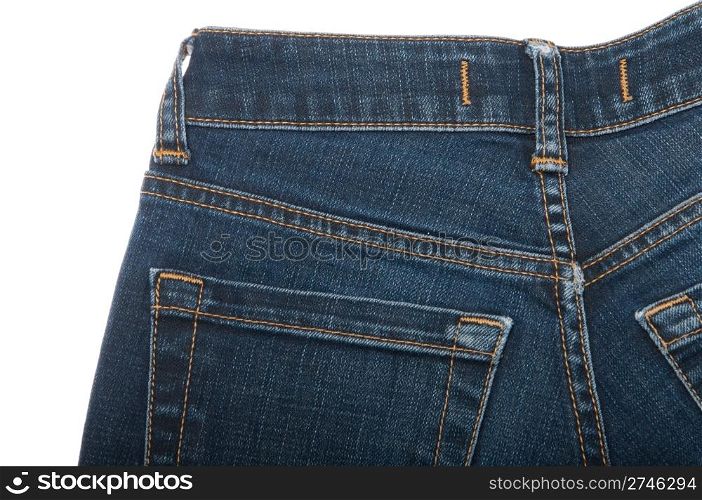 blue jeans trousers isolated on the white background