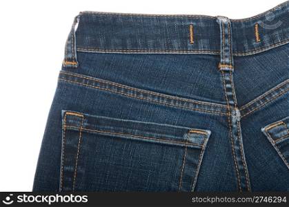 blue jeans trousers isolated on the white background