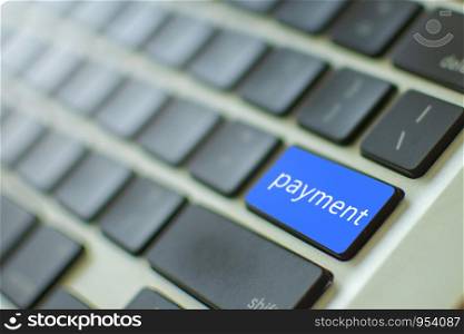 Blue keyboard with online payment Keypad. Online Payment concept.