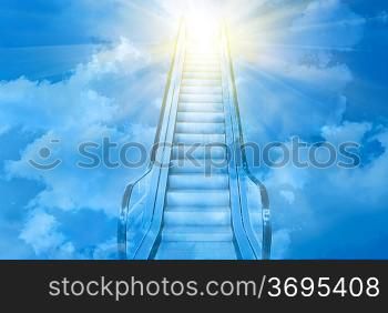 blue ladder to blue sky sunset