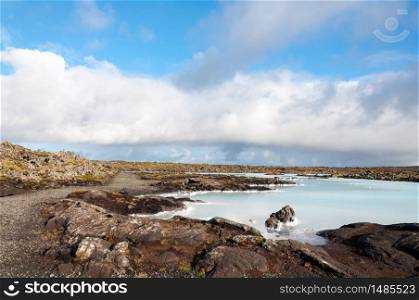 Blue Lagoon - famous Icelandic spa and Geothermal Power plant (panoramic picture)