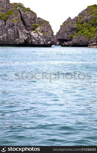 blue lagoon stone in thailand kho phangan bay abstract of a water south china sea