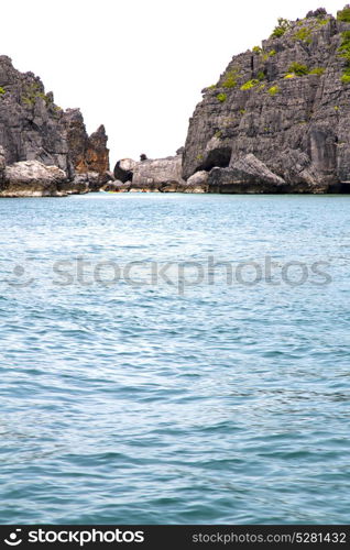 blue lagoon stone in thailand kho phangan bay abstract of a water south china sea