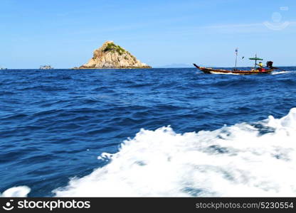 blue lagoon stone in thailand kho tao bay abstract of a water south china sea