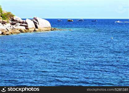 blue lagoon stone in thailand kho tao bay abstract of a water south china sea