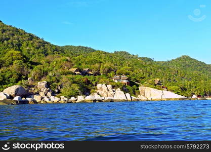 blue lagoon stone in thailand kho tao bay abstract of a water south china sea