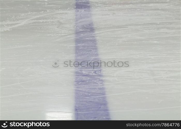 Blue line marking for hockey on ice
