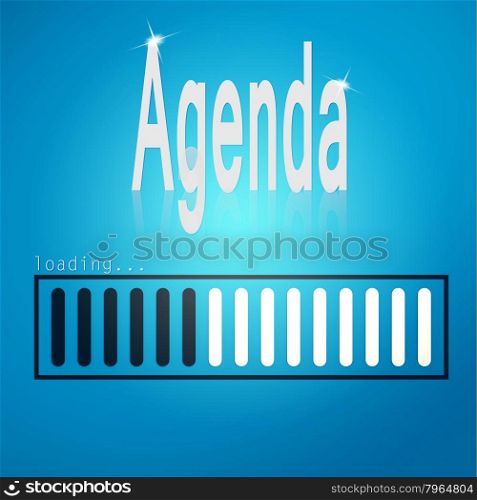 Blue loading bar with agenda word aimage with hi-res rendered artwork that could be used for any graphic design.