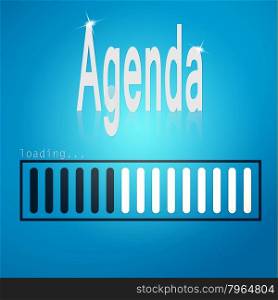 Blue loading bar with agenda word aimage with hi-res rendered artwork that could be used for any graphic design.