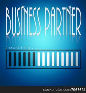 Blue loading bar with business partner word image with hi-res rendered artwork that could be used for any graphic design.