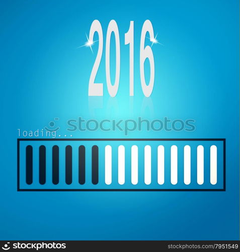 Blue loading bar year 2016 image with hi-res rendered artwork that could be used for any graphic design.