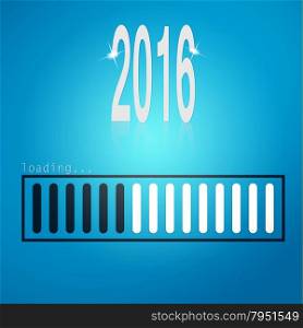 Blue loading bar year 2016 image with hi-res rendered artwork that could be used for any graphic design.