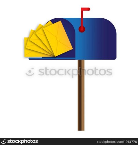 Blue mailbox icon. Envelope letters. Post mail sign. Flat style. Communication concept. Vector illustration. Stock image. EPS 10.. Blue mailbox icon. Envelope letters. Post mail sign. Flat style. Communication concept. Vector illustration. Stock image.