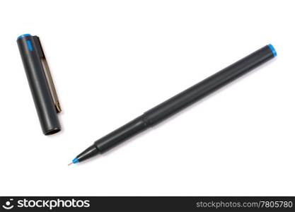 Blue marker pen on white background