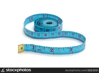 blue measuring tape isolated on white