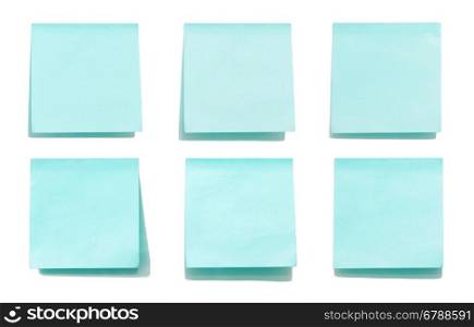 blue memo stick isolated on white background