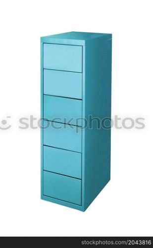 Blue metal cabinet isolated on white