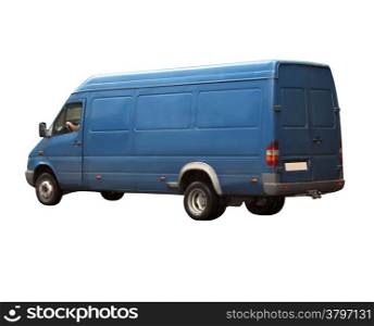 blue minibus isolated on the white background