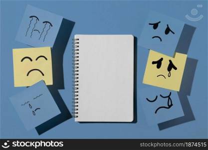blue monday with sticky notes notebook