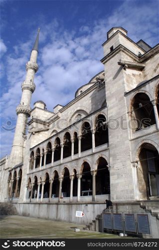 Blue mosque and minaret in Istanbul, Turkey