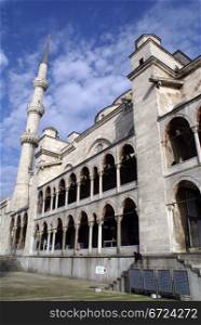 Blue mosque and minaret in Istanbul, Turkey