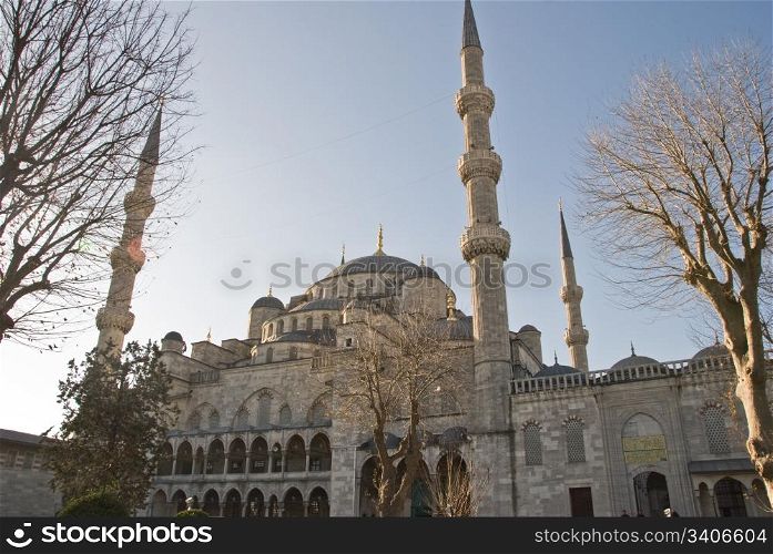 Blue Mosque in Istanbul - panoramic view.
