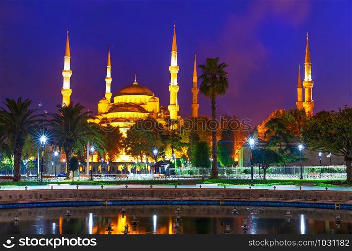 Blue Mosque in the Sultan Ahmet Square in Istanbul, Turkey.. Blue Mosque in the Sultan Ahmet Square in Istanbul, Turkey