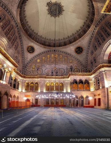 Blue Mosque interior. Also know as the Sultan Ahmed Mosquei n Istanbul, Turkey. Blue Mosque interior