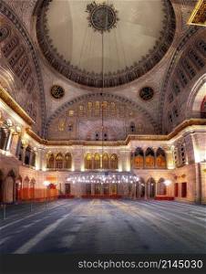 Blue Mosque interior. Also know as the Sultan Ahmed Mosquei n Istanbul, Turkey. Blue Mosque interior