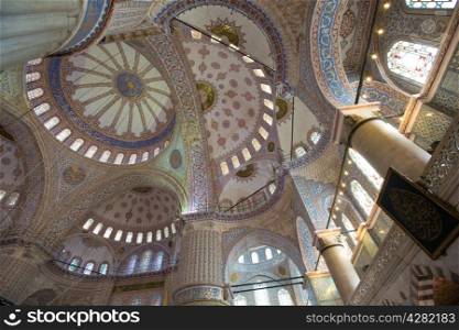 Blue Mosque interior Ottoman architecture in Istanbul, Turkey