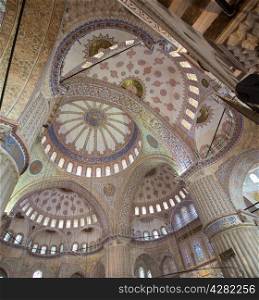 Blue Mosque interior Ottoman architecture in Istanbul, Turkey