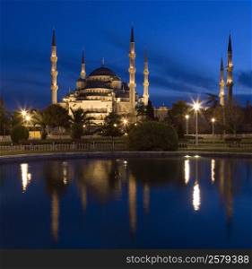 Blue Mosque - Istanbul - Turkey. The Sultan Ahmed Mosque (Sultanahmet Camii) in Istanbul. The mosque is popularly known as the Blue Mosque for the blue tiles on the walls of the interior. It was built from 1609 to 1616, during the rule of Ahmed I.
