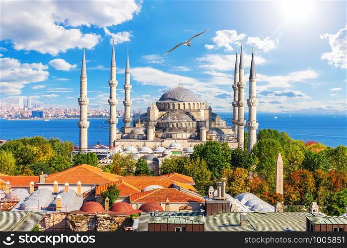 Blue Mosque or Sultan Ahmet Mosque, famous place of visit in Istanbul, Turkey.. Blue Mosque or Sultan Ahmet Mosque, famous place of visit in Istanbul, Turkey