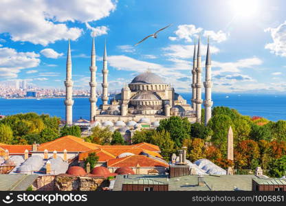 Blue Mosque or Sultan Ahmet Mosque, famous place of visit in Istanbul, Turkey.. Blue Mosque or Sultan Ahmet Mosque, famous place of visit in Istanbul, Turkey