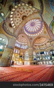 Blue Mosque ( Turkish: Sultan Ahmet Cami) interior Ottoman architecture in Istanbul, Turkey