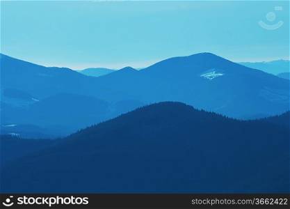 Blue mountain silhouette