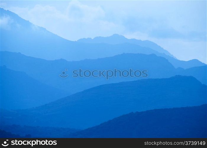 Blue Mountains of Corsica. Blue mountains receding into the distance in the Balagne region of Corsica