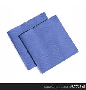 blue napkin isolated on white background with clipping path