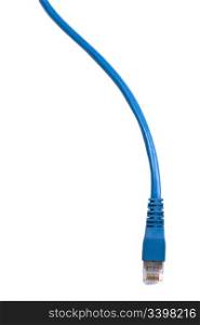 Blue network cable on white