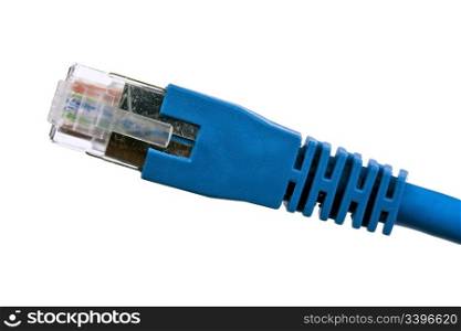 Blue network plug on white